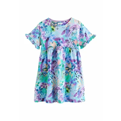 Afbeelding van Next Regular FIT Short Sleeve Jerseyjurk voor kinderen, Maat: 164, Blue graffiti print