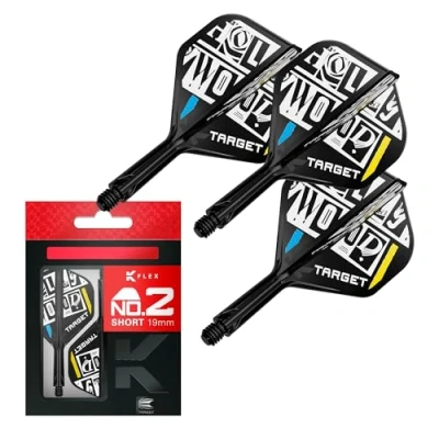 Afbeelding van Target Darts Chris Dobey K Flex Flights and Shaft System, Nr.2 Pak van 3 Kflex All In One Flights, Player Edition Accessoires Dart Stem Kort (19mm)