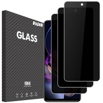 Afbeelding van Vsjnk Privacy Displaybeschermfolie compatibel met Motorola Moto G14/G54 gehard glas, anti vingerafdruk, krasbestendig, hardheid 9H, luchtbelvrij, hoog reactievermogen.