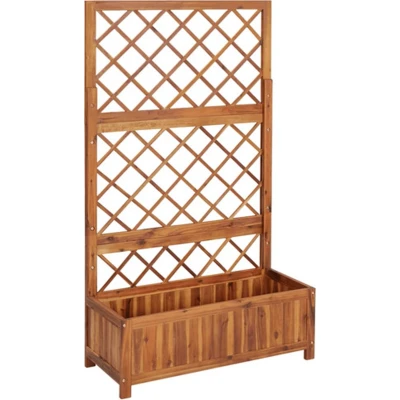 Afbeelding van Plantenbak verhoogd met latwerk 85x38x150 cm massief acaciahout