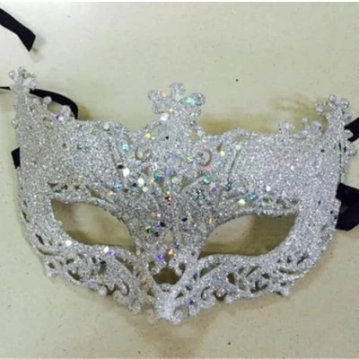 Afbeelding van CHPN masker Spannend Gemaskerd Bal Oogmasker Venetiaans Mask Verkleden Carnaval Grijs Glitter Sterren