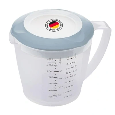 Afbeelding van Westmark Beslagkom/maatbeker met spatbescherming, deksel en tuit, kunststof, inhoud: 1,4 l, Helena, doorzichtig/blauw, 3105227B