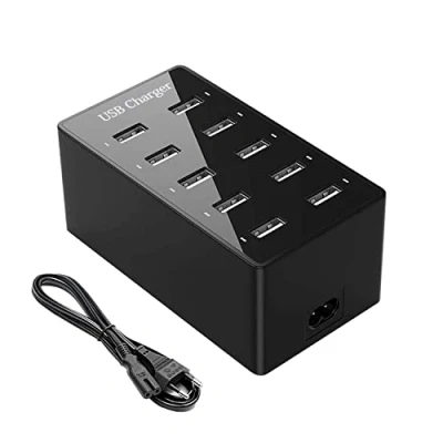 Afbeelding van Meervoudige USB oplader, 10 poorten laadstation, wandlader, desktop intelligente poort voor iPhone 12/13/14/Samsung S24 Ultra/Z Flod/Z Flip/Xiaomi/iPad/iPod