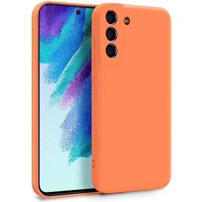 Afbeelding van MyGadget Beschermhoesje voor Samsung Galaxy S21 FE, beschermhoes van zachte siliconen, tweelaags, met camerabescherming en krasbestendige binnenvoering, oranje