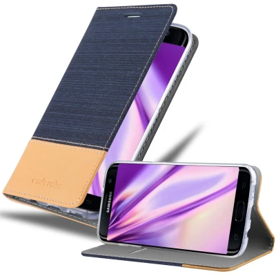 Afbeelding van Cadorabo Hoesje geschikt voor Samsung Galaxy S7 EDGE in DONKERBLAUW BRUIN Beschermhoes met magnetische sluiting, standfunctie en kaartvakje Book Case Cover Etui