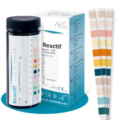 Afbeelding van Reactif gezondheidstest: urinetest 11 parameters 25 urine teststrips sneltest met kleurenschaal