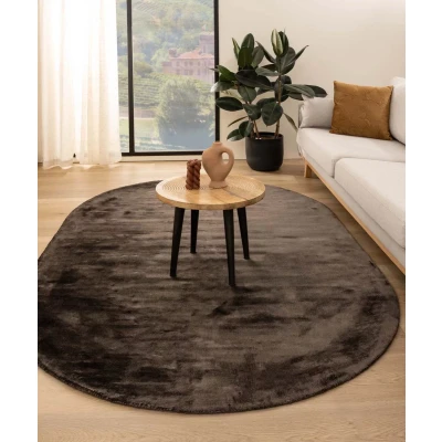 Afbeelding van Viscose Tapijt/Vloerkleed Ovaal Pearl Donkerbruin 200x300 Cm