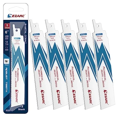 Afbeelding van EZARC Reciprozaagblad Bi Metaal Kobalt Reciprozaagbladen voor Zwaar Zagen 150mm 14TPI R626PM + (5 Stuks)