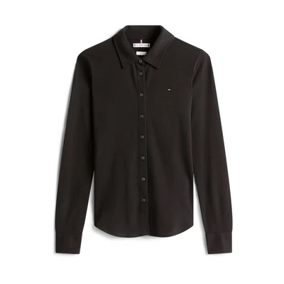 Afbeelding van Tommy Hilfiger SLIM Button DOWN Overhemdblouse, Dames, Maat: XXL, Black