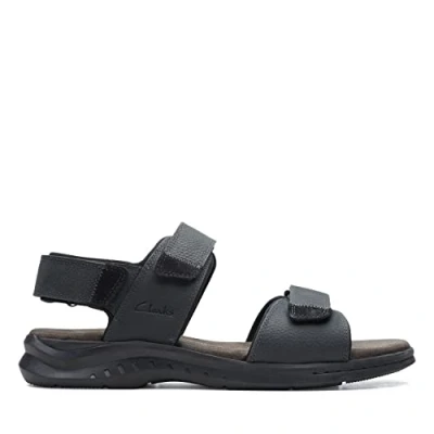 Afbeelding van Clarks Hapsford Creek visserssandalen voor heren, Zwart getrommeld leer, 44 EU