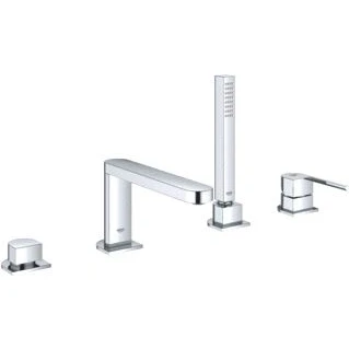 Afbeelding van Grohe plus badrandcombinatie met staafhanddouche tweegreeps 4 gats 2000mm doucheslang 211mm uitloop chroom 29307003