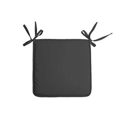 Afbeelding van Stof Textile Home stoelkussens antraciet 38 x 3 cm voor binnen touwtjes sluiting zitkussens plat vierkant