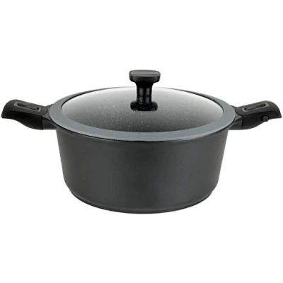 Afbeelding van GSW 167864 Easy Click kookpan met glazen deksel en afneembare handgrepen, aluminium, zwart, diameter 28 cm
