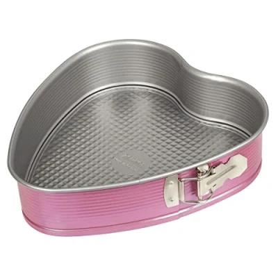 Afbeelding van Zenker Creative Studio Hart Springvorm, Bakvorm met Platte Board, Hartvormige Taartvorm Antiaanbaklaag, Creatief Bakken (Kleur: Roze, Zilver), Hoeveelheid: 1 Stuk
