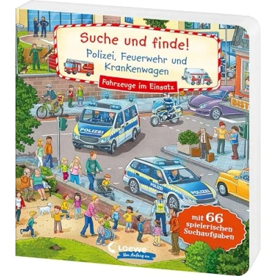 Afbeelding van Suche und finde! Polizei, Feuerwehr Krankenwagen: Fahrzeuge im Einsatz Wimmelbuch ab 2 Jahren mit 66 spannenden Suchaufgaben zum Entdecken