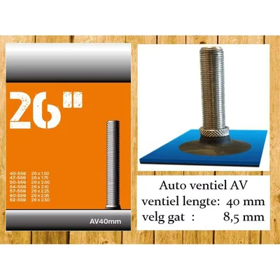 Afbeelding van CST Binnenband 26X1.50 2.50 Schrader 40MM 40/62 559 (AV40)