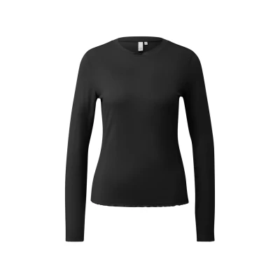 Afbeelding van QS Schmal Geschnittenes Blouse, Dames, Maat: Medium, Schwarz