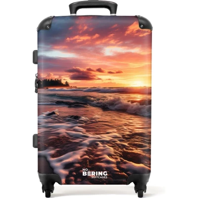 Afbeelding van NoBoringSuitcases.com® Koffer groot Rolkoffer lichtgewicht Zee bij zonsondergang Reiskoffer met 4 wielen Grote trolley XL 20 kg bagage