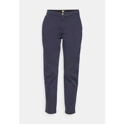 Afbeelding van HUGO BOSS dames Tachini high waist slim fit chino met steekzakken en stretch in de kleur Donkerblauw, maat: 34