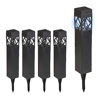 Afbeelding van Relaxdays solar tuinlamp set buitenverlichting op zonne energie solarlamp led staand Pak van 5