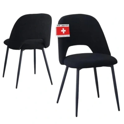 Afbeelding van Albatros eetkamerstoelen met koordhoes, set van 2 Silvi, zwart Stijlvol vintage design, SGS gekeurde gestoffeerde stoel Moderne keukenstoel, eetkamerstoel of eettafelstoel