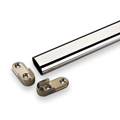 Afbeelding van Garderobestang ovaal 30 x 15 mm L: 1500 Chrome gepolijst incl. roedesteun
