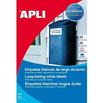 Afbeelding van Klevende etiketten Apli 20 Lakens Wit 99,1 x 67,7 mm
