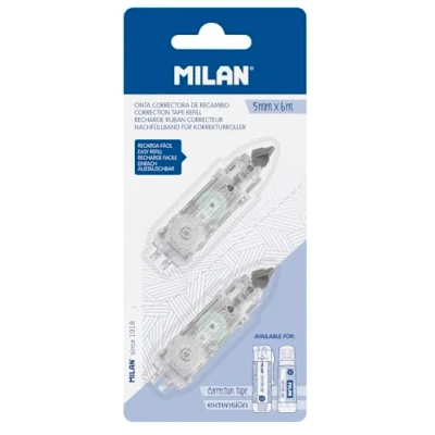 Afbeelding van Blister 2 reserve correctierollers, cilindrisch, 5 mm x 6 m (cilinder en verlenging) MILAN®