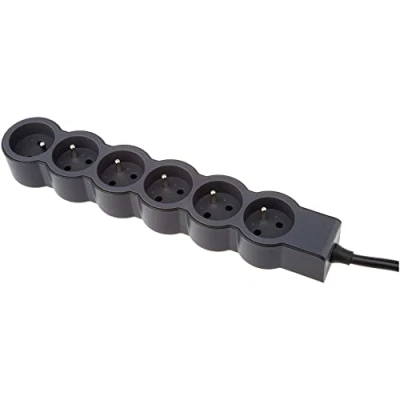 Afbeelding van LEGRAND Extra platte stekkerdoos 6 stopcontacten Met aarding kabel 3 m Zwart en donkergrijs