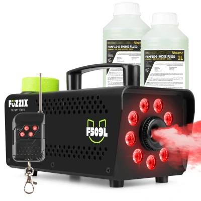 Afbeelding van Fuzzix F509L Party Rookmachine met 9 ingebouwde RGB LEDs incl 2L