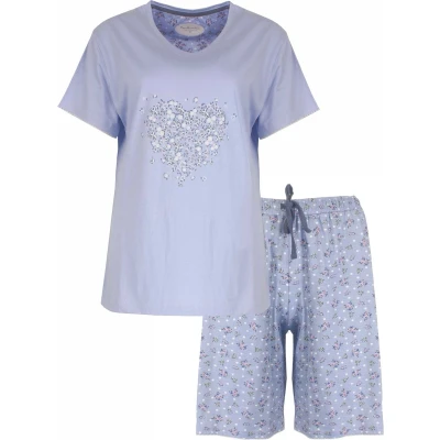 Afbeelding van Tenderness Dames Shortama Pyjama Set Licht Blauw Maat L