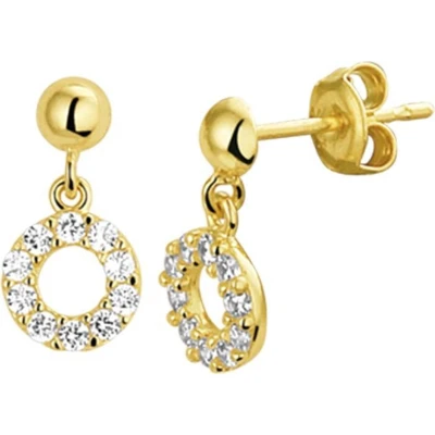 Afbeelding van Trendjuwelier huiscollectie Oorhangers Zirkonia Geelgoud Glanzend
