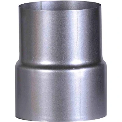 Afbeelding van FIREFIX A110/RD FAL Verloopstuk kachelaansluiting ø 120 op wandaansluiting 110 mm, mm kachelbuizen van plaatstaal, 0,6 dik, inwendig gemoft, lengtes lasergelast, zilver