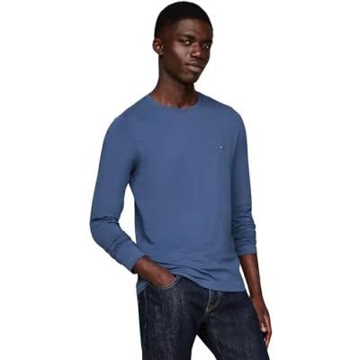 Afbeelding van Tommy Hilfiger SLIM FIT LONG Sleeve TEE Longsleeve, Heren, Maat: 3XL, Aegean sea