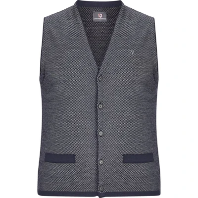 Afbeelding van Jan Vanderstorm gilet Plus Size TANE met wol en all over print donkerblauw