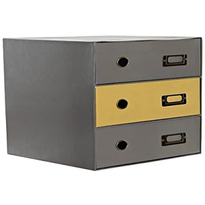 Afbeelding van Multi Functionele Organiser DKD Home Decor Grijs Metaal Oker (28.5 x 28 36 cm)