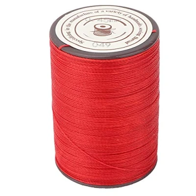 Afbeelding van 0,45 mm leer gewaxte draad polyester voor DIY project halsketting armband handwerk maken 160 m/rol [rood] naaldinrijger