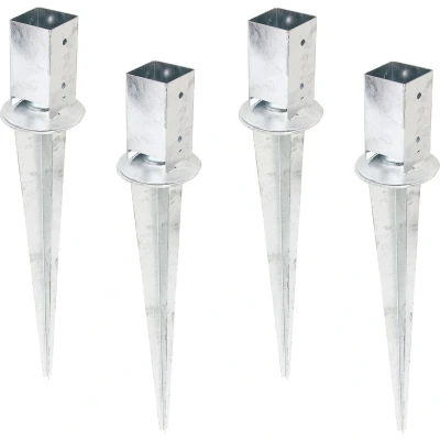 Afbeelding van Alberts 208103 Set van 4 bodemhulzen voor vierkante houten palen, met verstelbare pot thermisch verzinkt 71 x mm totale lengte 750
