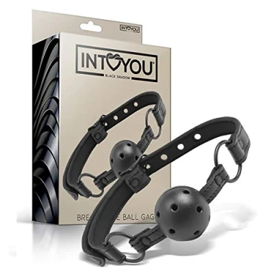 Afbeelding van INTOYOU BLACK SHADOW Adjustable Brrathable Ball Gag Vegan Leather