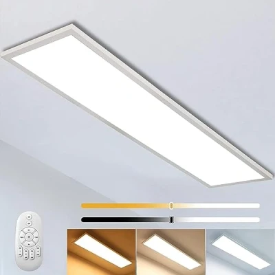 Afbeelding van Thanger Dimbare led plafondlamp, paneel, 120 x 30 cm, met afstandsbediening, 40 W, super plafondpaneel, lamp sterke helderheid, 2700 K 6500 K, warmwit, natuurlijk wit, koudwit, voor kantoor, werkplaats en woonkamer