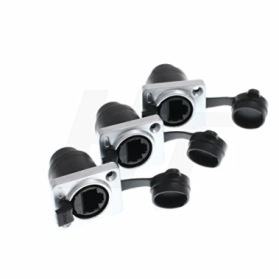 Afbeelding van HT RJ45 Socket Ethernet Panel Mount Afgeschermde Waterdichte Vrouwelijke Connector Feed through Chassis Contactdoos, 3 stks