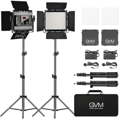 Afbeelding van GVM led videolamp met statief, app bediening, 480 leds, studiolicht, 13000 lux/0,5 m, 2300K 6800 K, studio continu licht, fotografielamp voor video&#039;s, YouTube, fotografie, studioset,