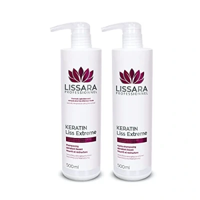 Afbeelding van SLES Sulfaatvrije Shampoo en Conditioner Duo Siliconenvrij Zonder parabenen met keratine Braziliaanse After Smoothing Extender Gemaakt in Frankrijk 2 x 500 ml