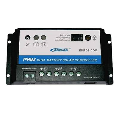 Afbeelding van 10A zonne laadregelaar 12V/24V voor Duo Batterij opladen controller met LED indicator campers, caravans en boten EPIPDB COM 10