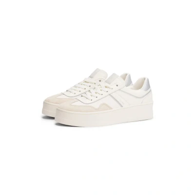 Afbeelding van Tommy Jeans THE Greenwich Flatform Sneakers laag ivory/silvercoloured, Dames, Maat: 36, Ivory/silver coloured Leer en imitatieleer