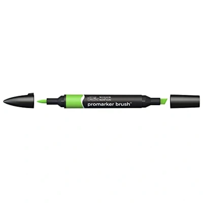 Afbeelding van Winsor &amp; Newton 0204069 Promarker Brush voor tekeningen, kalligrafie, ontwerp en lay outs, streeploos tekenen met beitel penseelpunt Bright Green