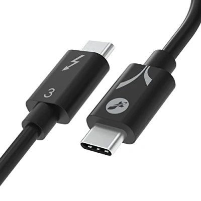 Afbeelding van Sabrent Thunderbolt 3 (Gecertificeerd) USB Type C kabel tot 40 Gbps Ondersteunt 100W (5A, 20V) Opladen E Mark chip (7,8&quot;/ 20 cm) in Zwart (CB T320)