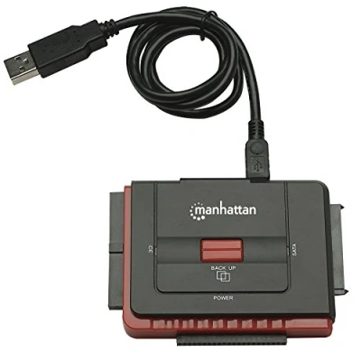Afbeelding van Manhattan USB 2.0 naar SATA/IDE adapter 3 in 1 met one touch backup