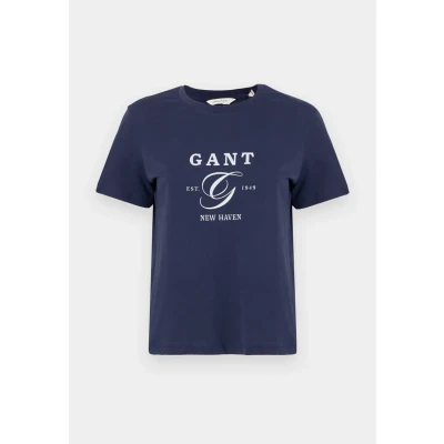 Afbeelding van GANT REG Graphic Tshirt print, Dames, Maat: Small, Evening blue