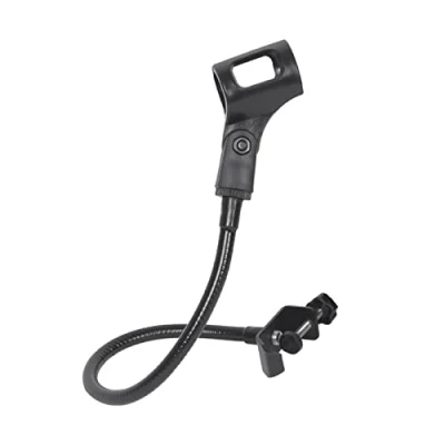 Afbeelding van QOTSTEOS 360 graden flexibele zwanenhals microfoon standaard, desktop standaards houder bureau boom arm standaard met clip (zwart)